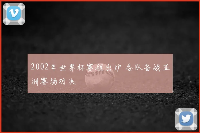 2002年世界杯赛程出炉 各队备战亚洲赛场对决